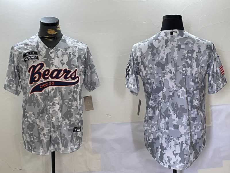 Mens Chicago Bears Blank Arctic Camo 2024 Salute to Service Stitched Baseball Jersey